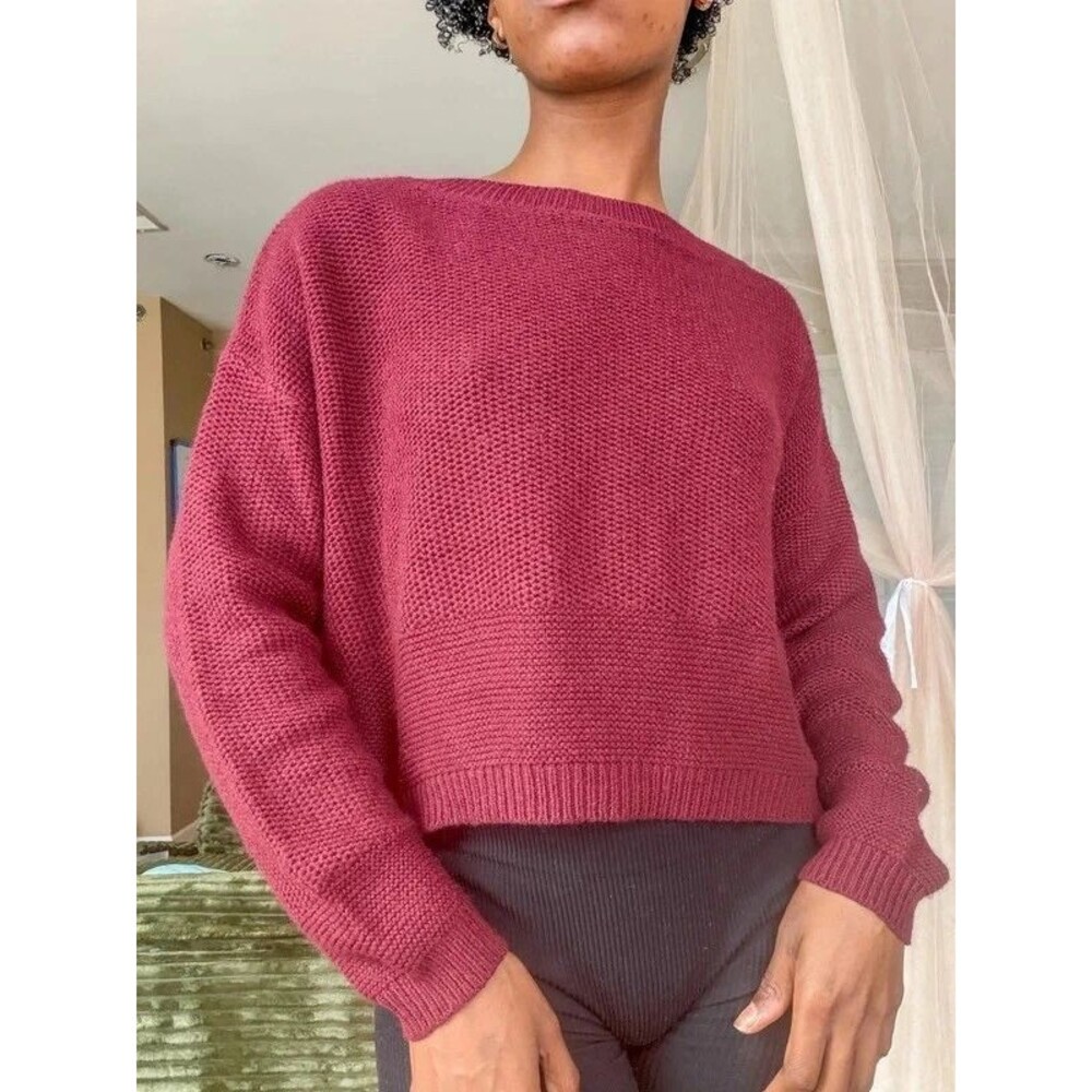 Ambiance Apparel Burgundy Knit Sweater(Size M)